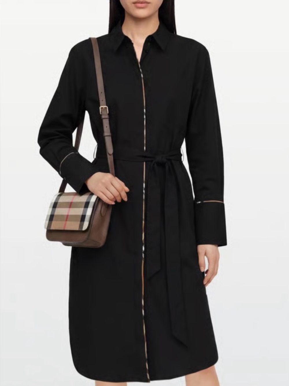 Burberry Black Tie-Waist Shirt Dress
